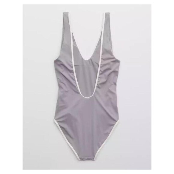 Aerie Offline Real Me Scoop One Piece Swimsuit Sporty Athletic Low Open Back - L - Picture 3 of 11